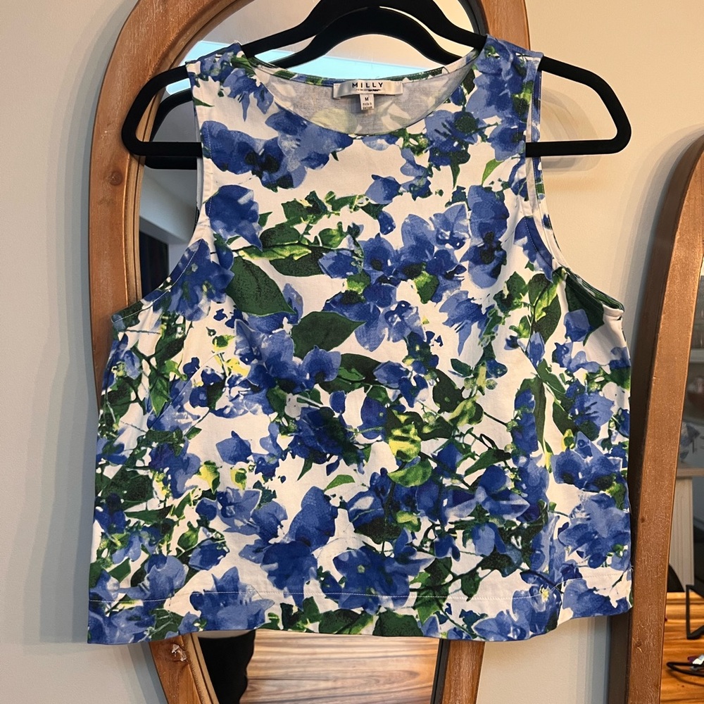 Milly Blue and Green Floral Tank Top